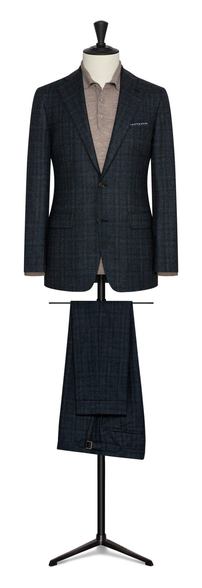 Fall / Winter 2022 Custom Suit - mixed blue stretch 2 - ply wool blend flannel with check by CERUTTI - cordes - sons.com