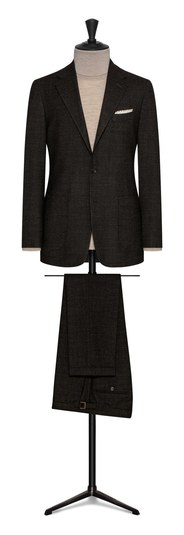 Fall / Winter 2022 Custom Suit - burgundy - black stretch mouline´wool blend by PAULO OLIVEIRA - cordes - sons.com