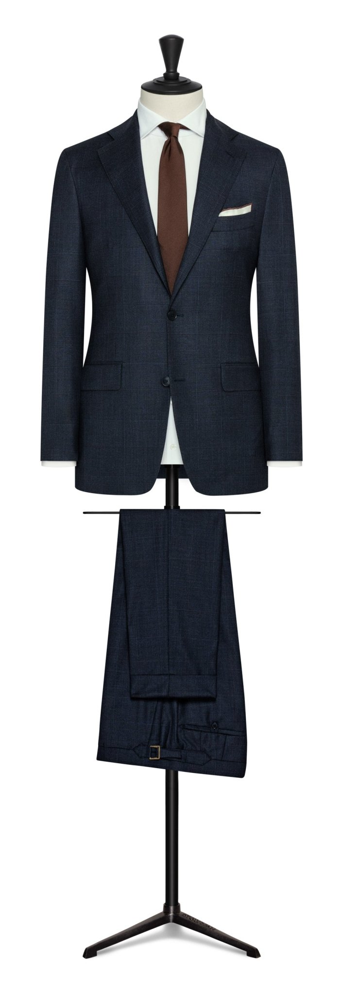 Fall / Winter Custom Suit navy s150 wool subtle glencheck with burgundy overcheck by Loro Piana - cordes - sons.com