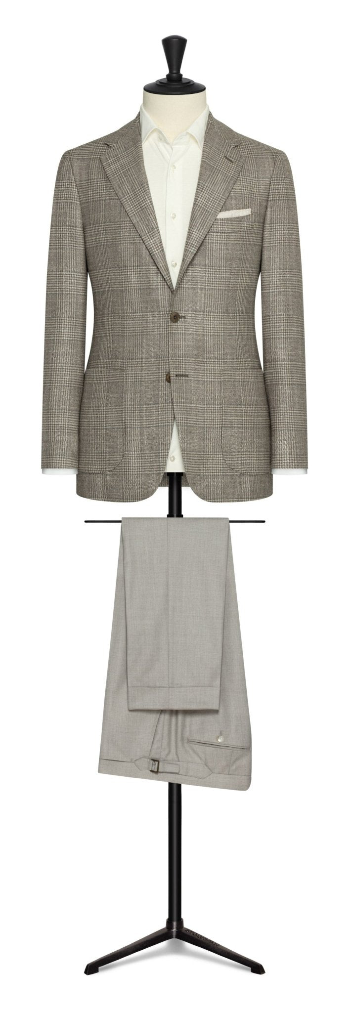 Beige - grey wool - silk - cashmere with glencheck by LORO PIANA - cordes - sons.com
