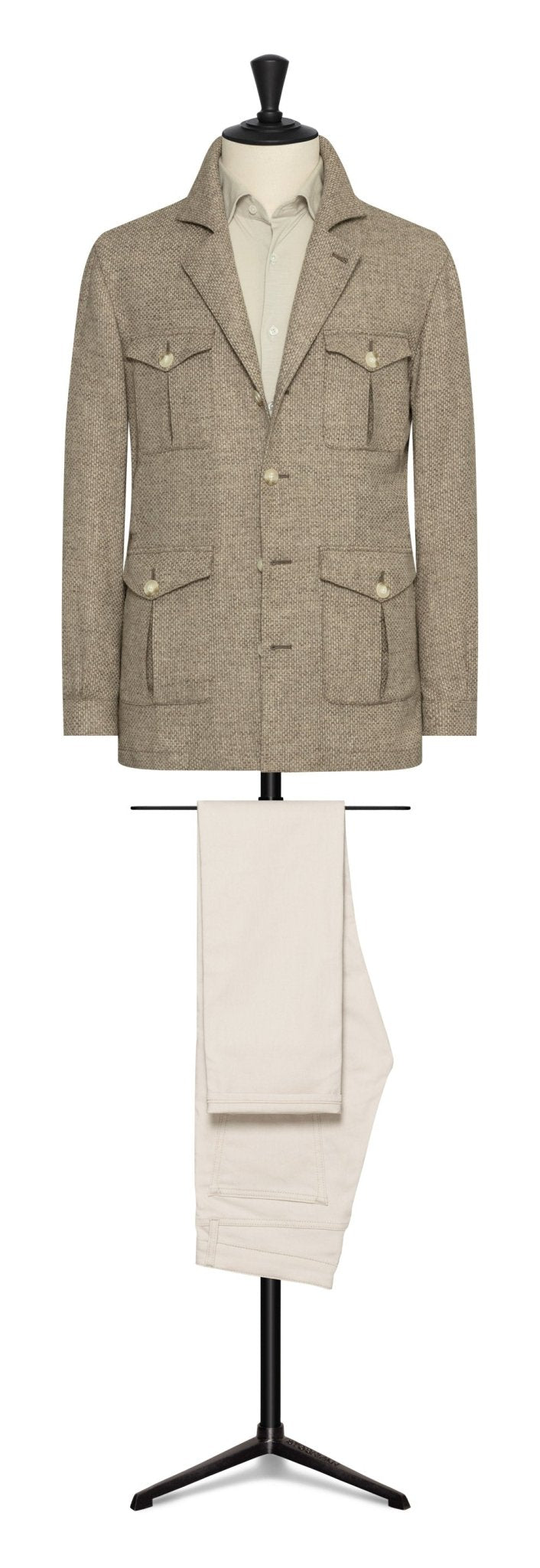 Oatmeal wool - cashmere basketweave by BOTTOLI - cordes - sons.com