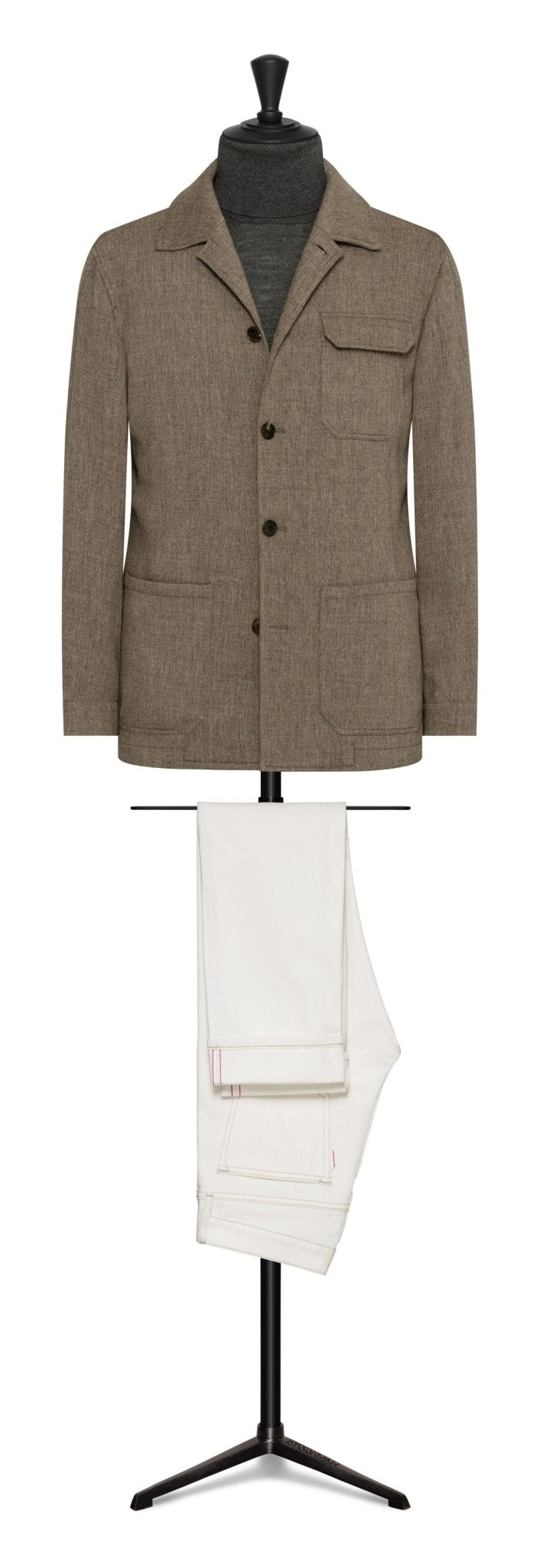 Taupe´stretch faux - knit carded wool - cashmere by BOTTOLI - cordes - sons.com