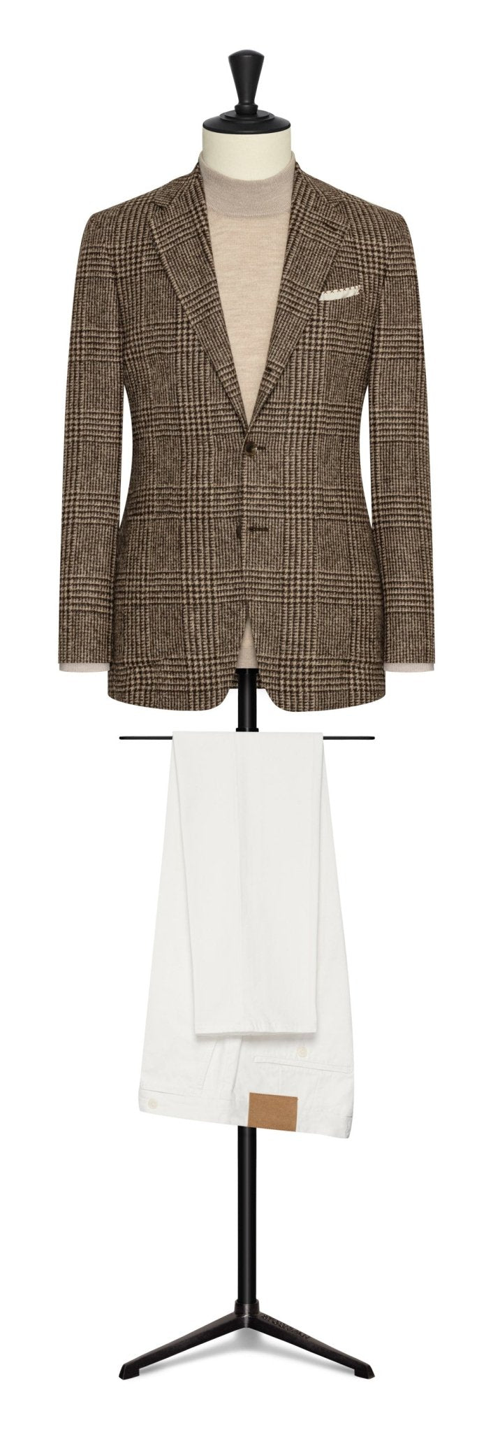 Mixed brown alpaca - wool blend with glencheck by FERLA - cordes - sons.com