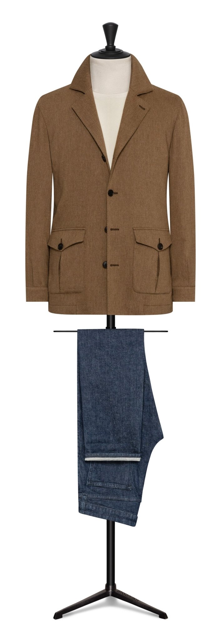 Caramel stretch faux - knit carded wool - cashmere by BOTTO GIUSEPPE - cordes - sons.com