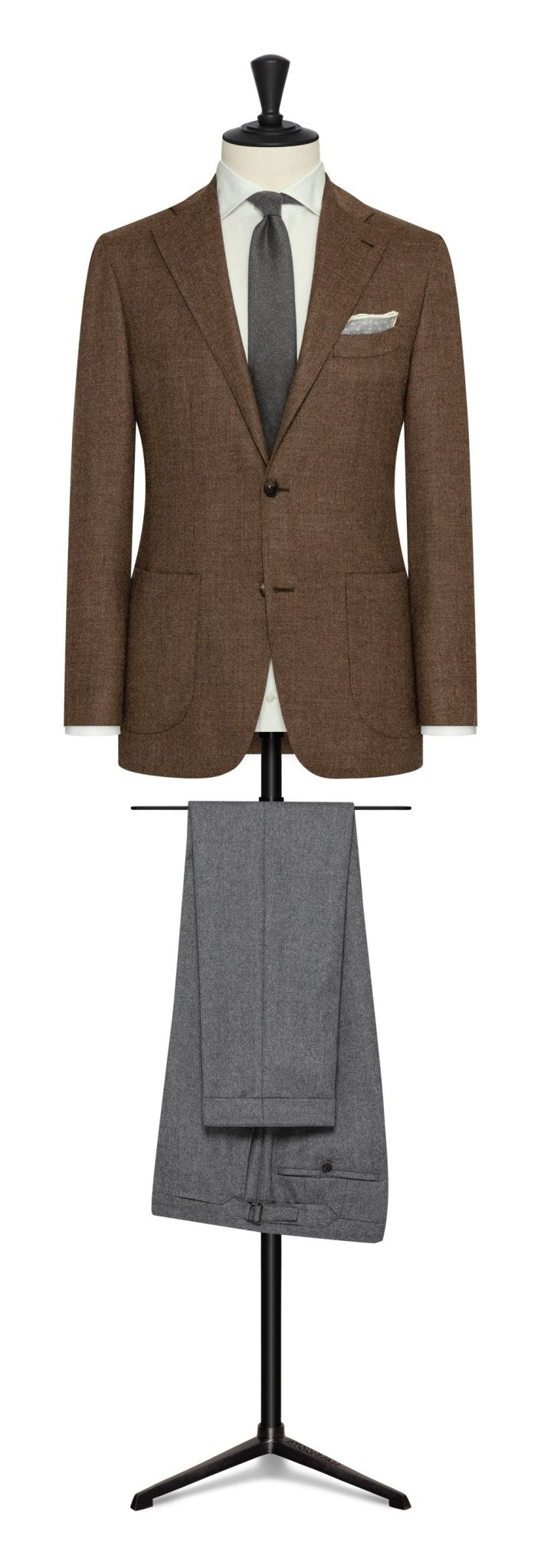 Brown natural stretch wool twill by PAULO OLIVEIRA - cordes - sons.com
