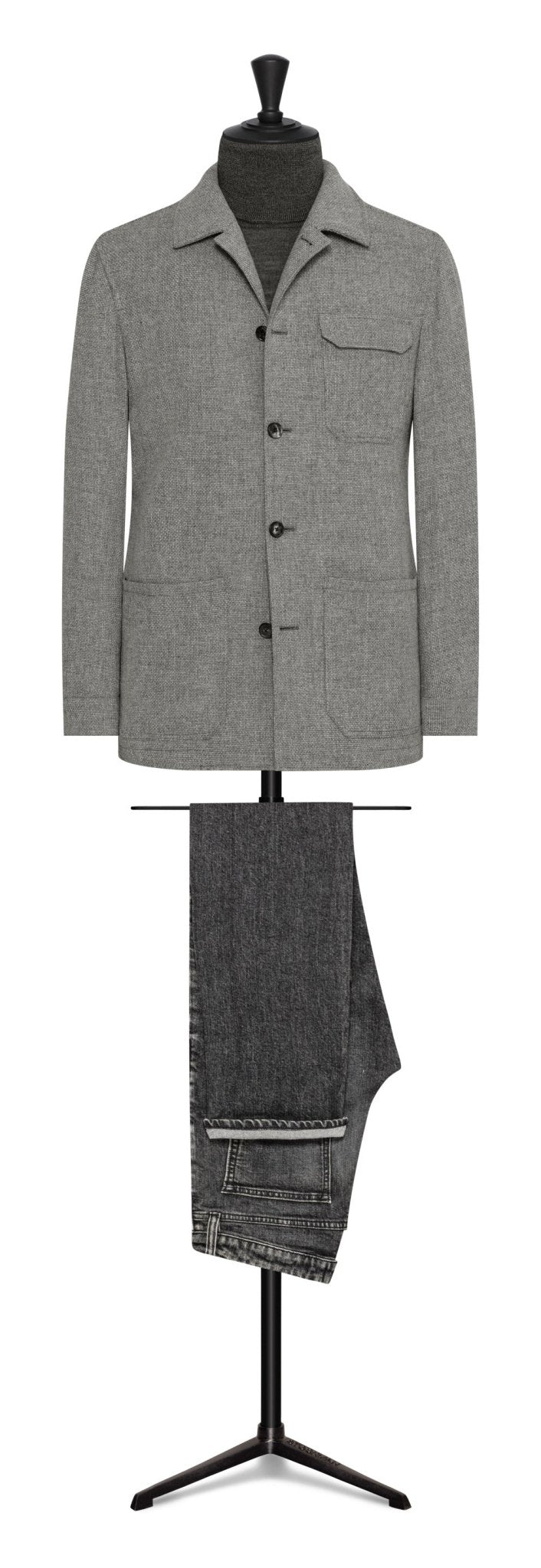 Smoke grey wool - cotton - cashmere basketweave by DI PRAY - cordes - sons.com