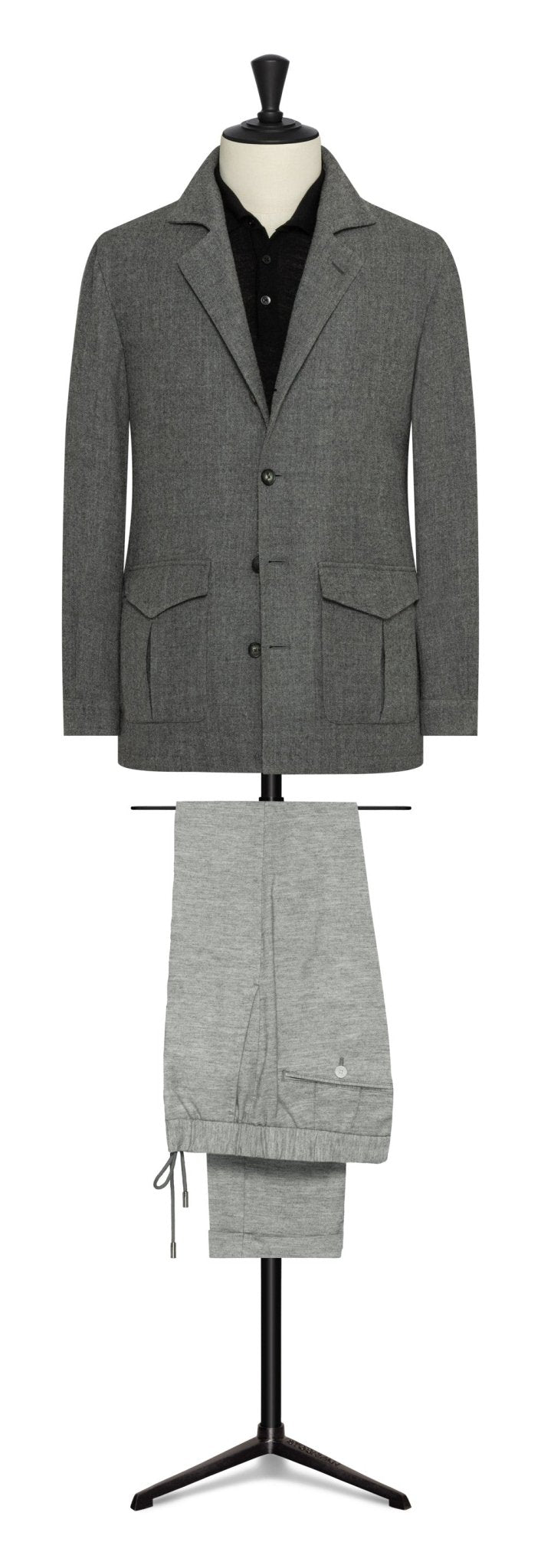 Stone grey stretch wool - cashmere by ZIGIONE - cordes - sons.com