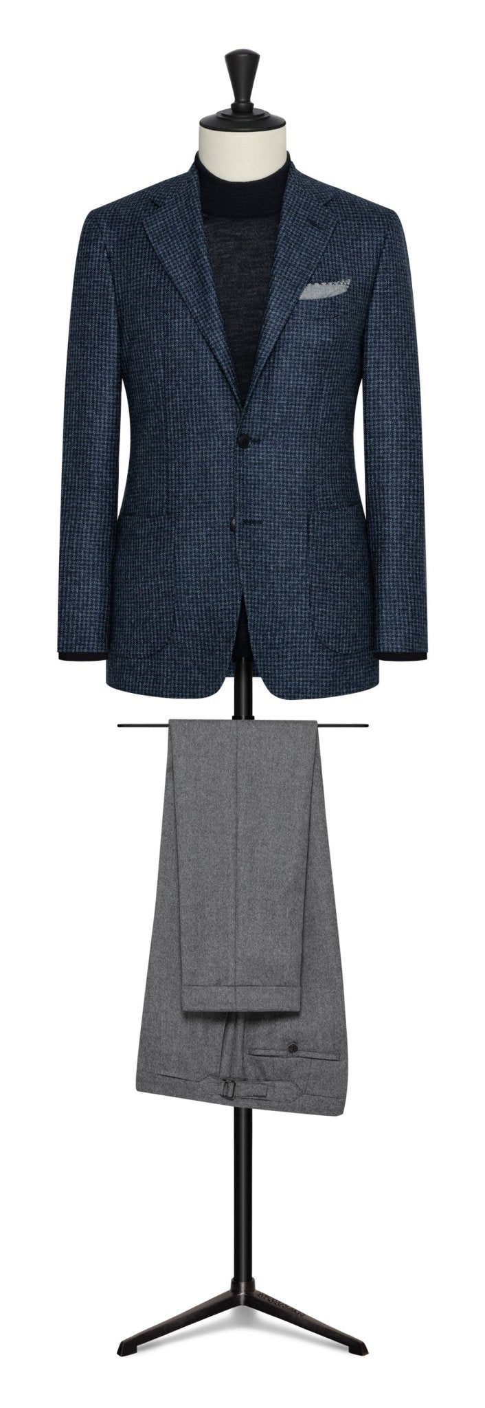 Mixed blue mouline´wool houndstooth by DI PRAY - cordes - sons.com