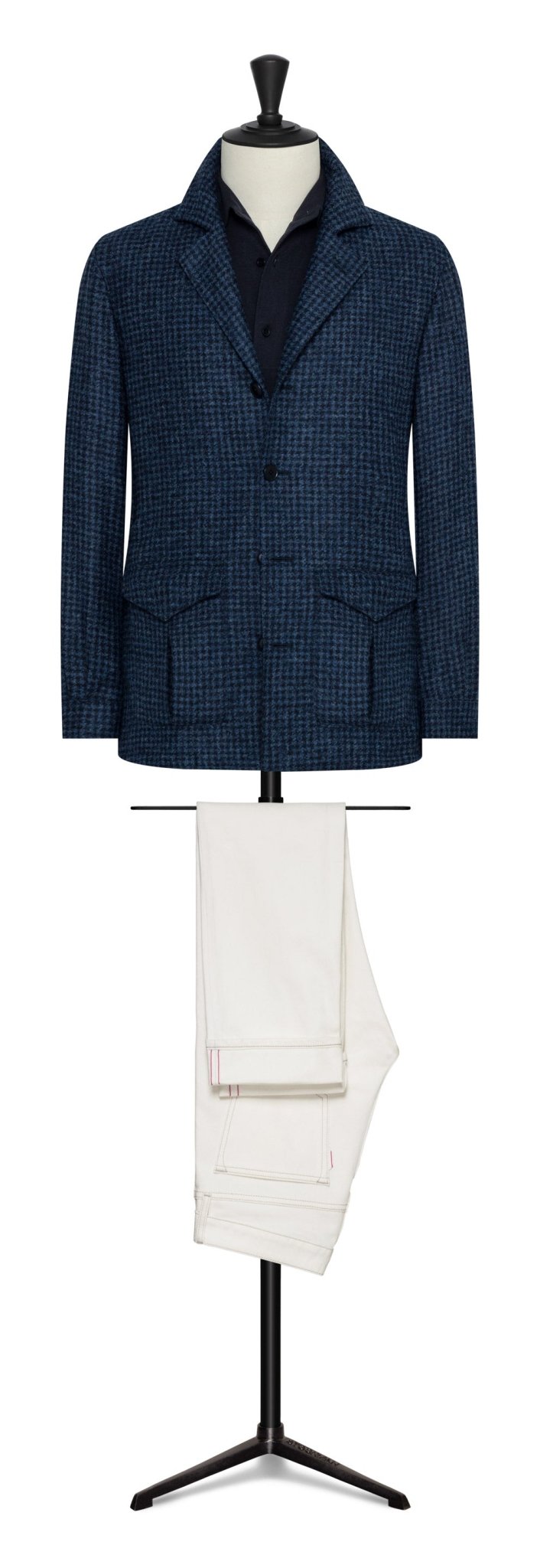 Mixed blue alpaca - wool blend vichy by FERLA - cordes - sons.com