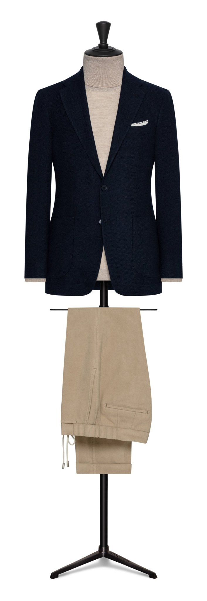 Navy wool.cotton - cashmere basketweave by DI PRAY - cordes - sons.com