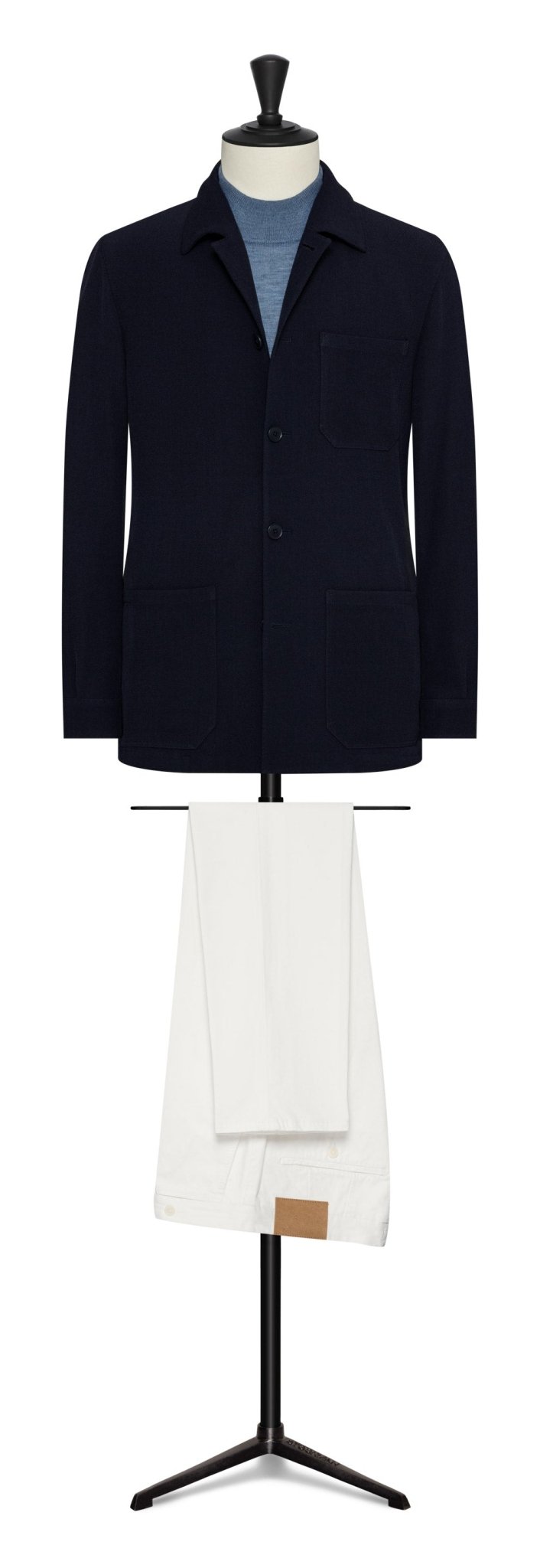 Midnight blue stretch wool blend twill by PAULO OLIVEIRA - cordes - sons.com