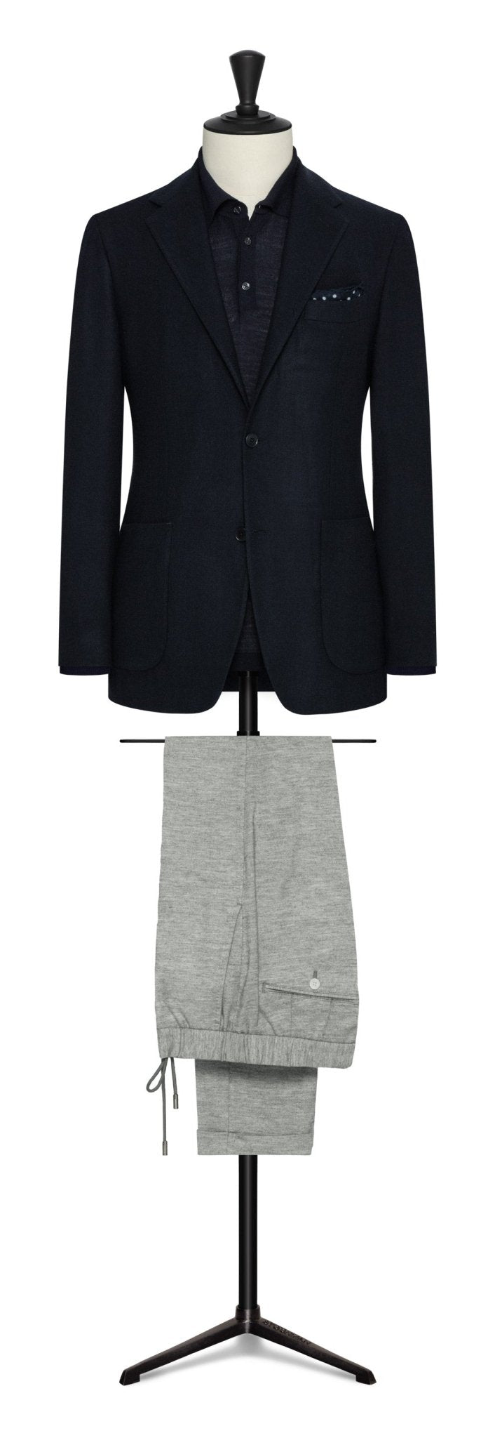 Midnight blue stretch wool - cashmere by ZIGIONE - cordes - sons.com