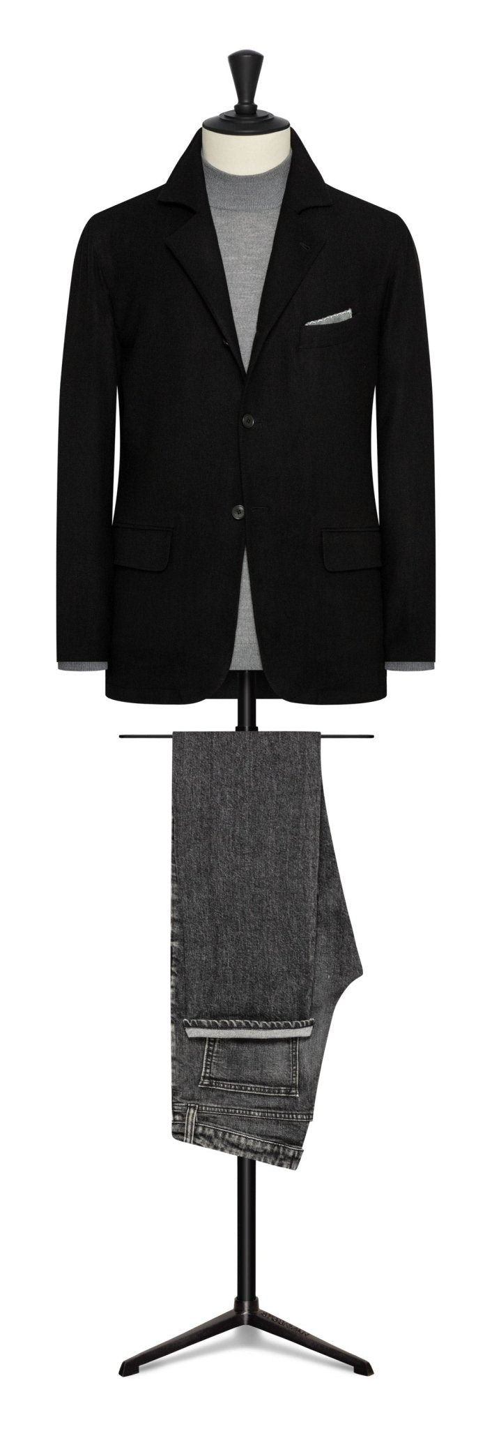 Black stretch wool - cashmere by ZIGNONE - cordes - sons.com
