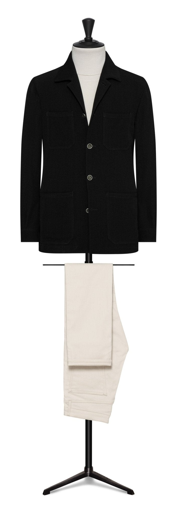 Black stretch woool blend twill by PAULO OLIVIERA - cordes - sons.com