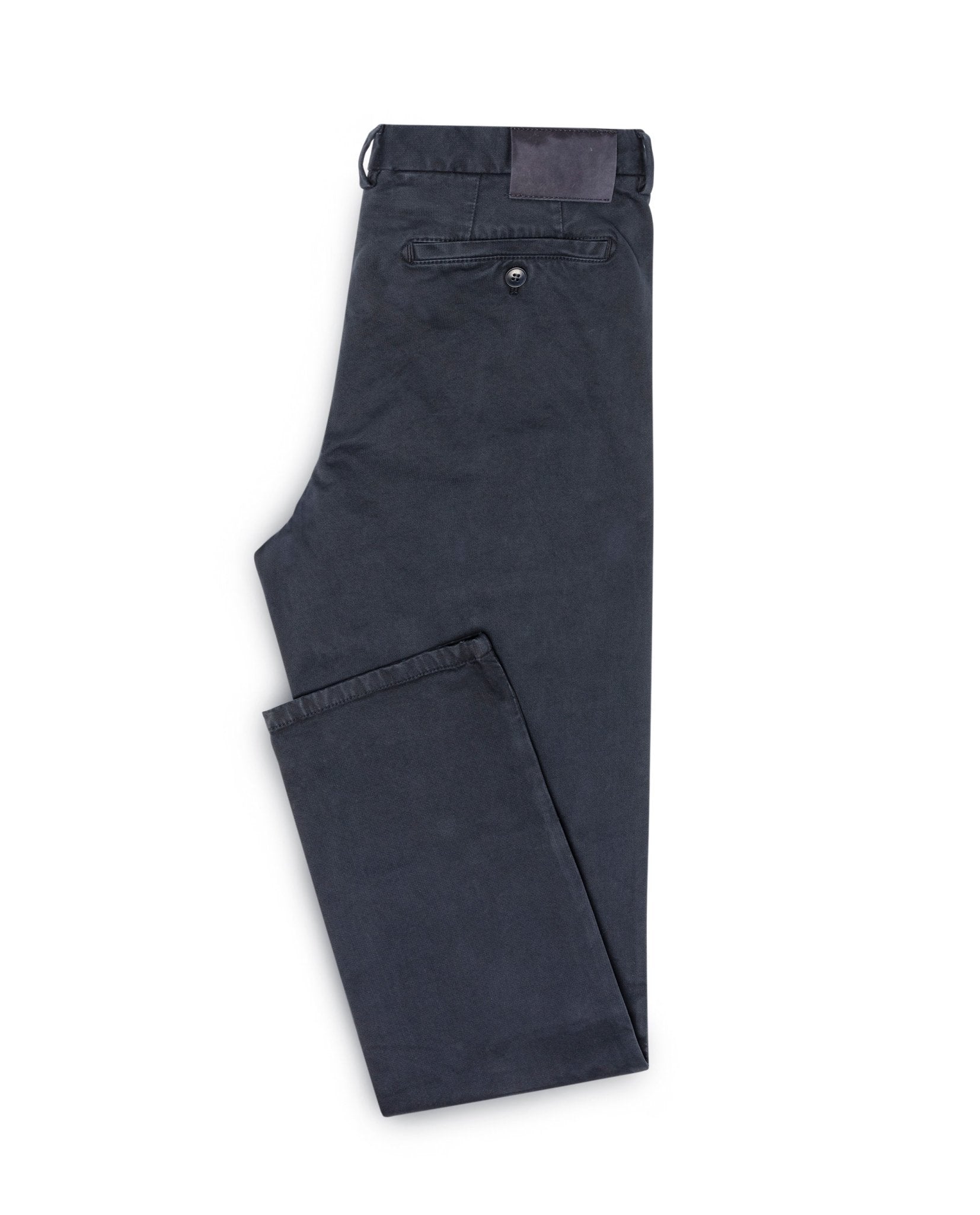 CHINOS - CUSTOM MADE navy garment - dyed stretch broken twill - cordes - sons.com