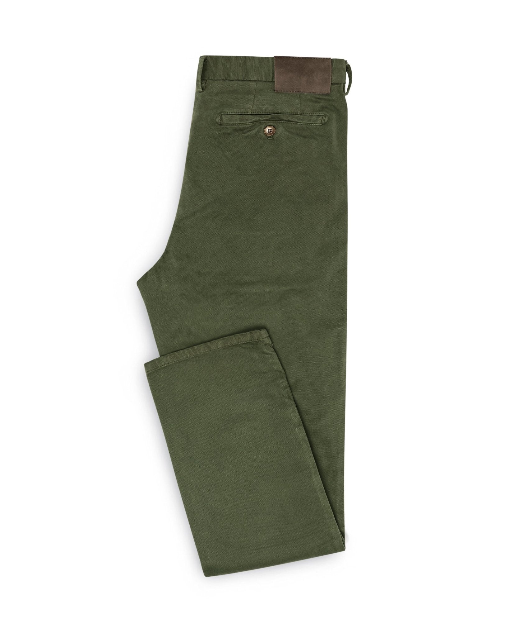 CHINOS - CUSTOM MADE dusty olive garment - dyed stretch broken twill - cordes - sons.com
