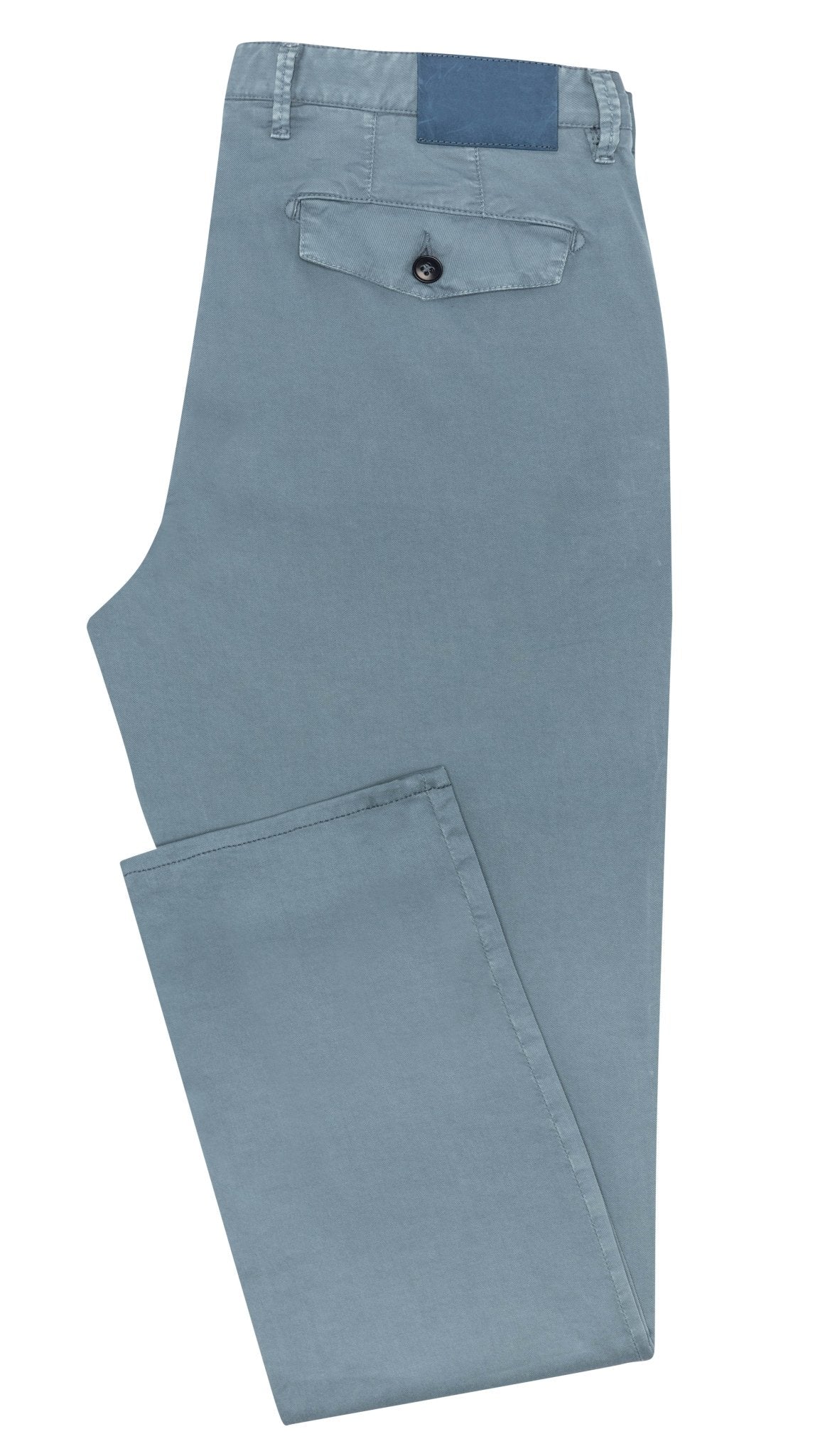 CHINOS - CUSTOM MADE - slate blue garment - dyed stretch fine twill - cordes - sons.com