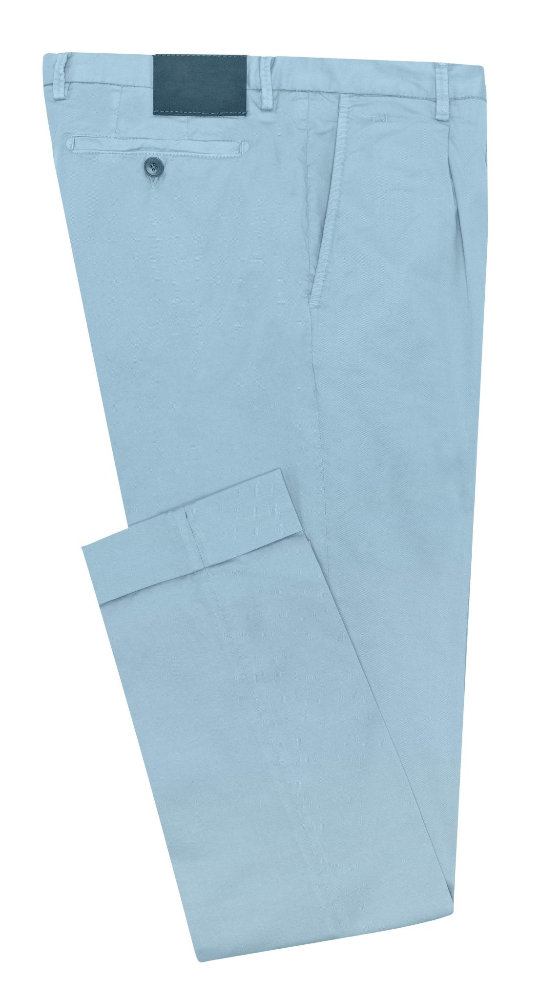 CHINOS - CUSTOM MADE - ight blue garment - dyed stretch fine twill - cordes - sons.com