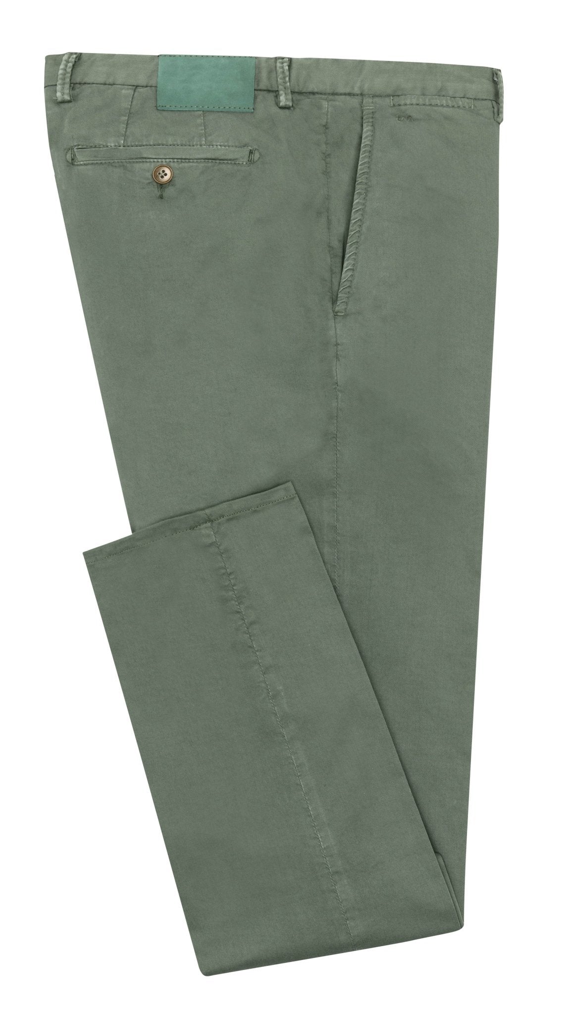 CHINOS - CUSTOM MADE - forest green garment - dyed stretch fine twill - cordes - sons.com