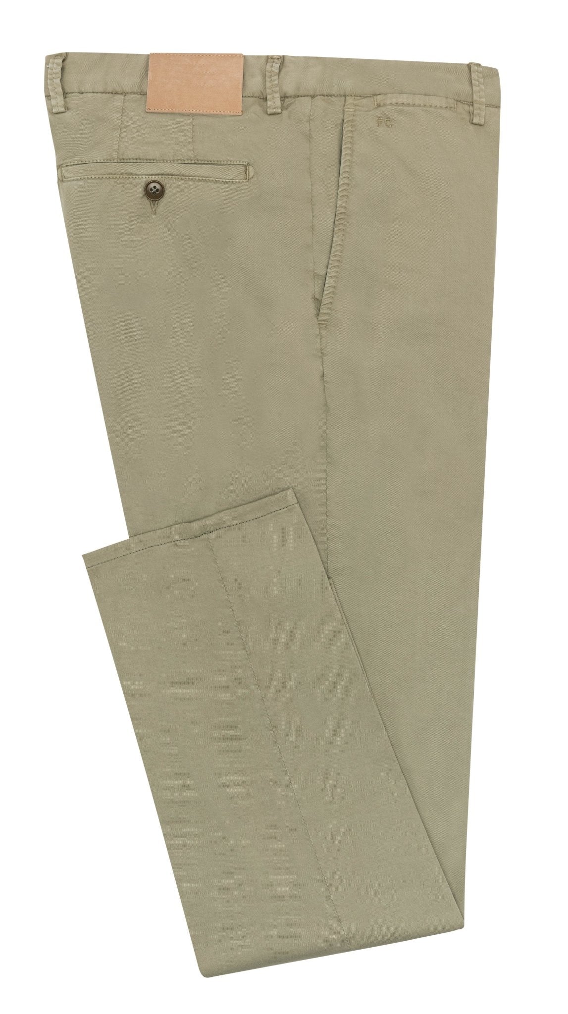 CHINOS - CUSTOM MADE - light olive garment - dyed stretch fine twill - cordes - sons.com