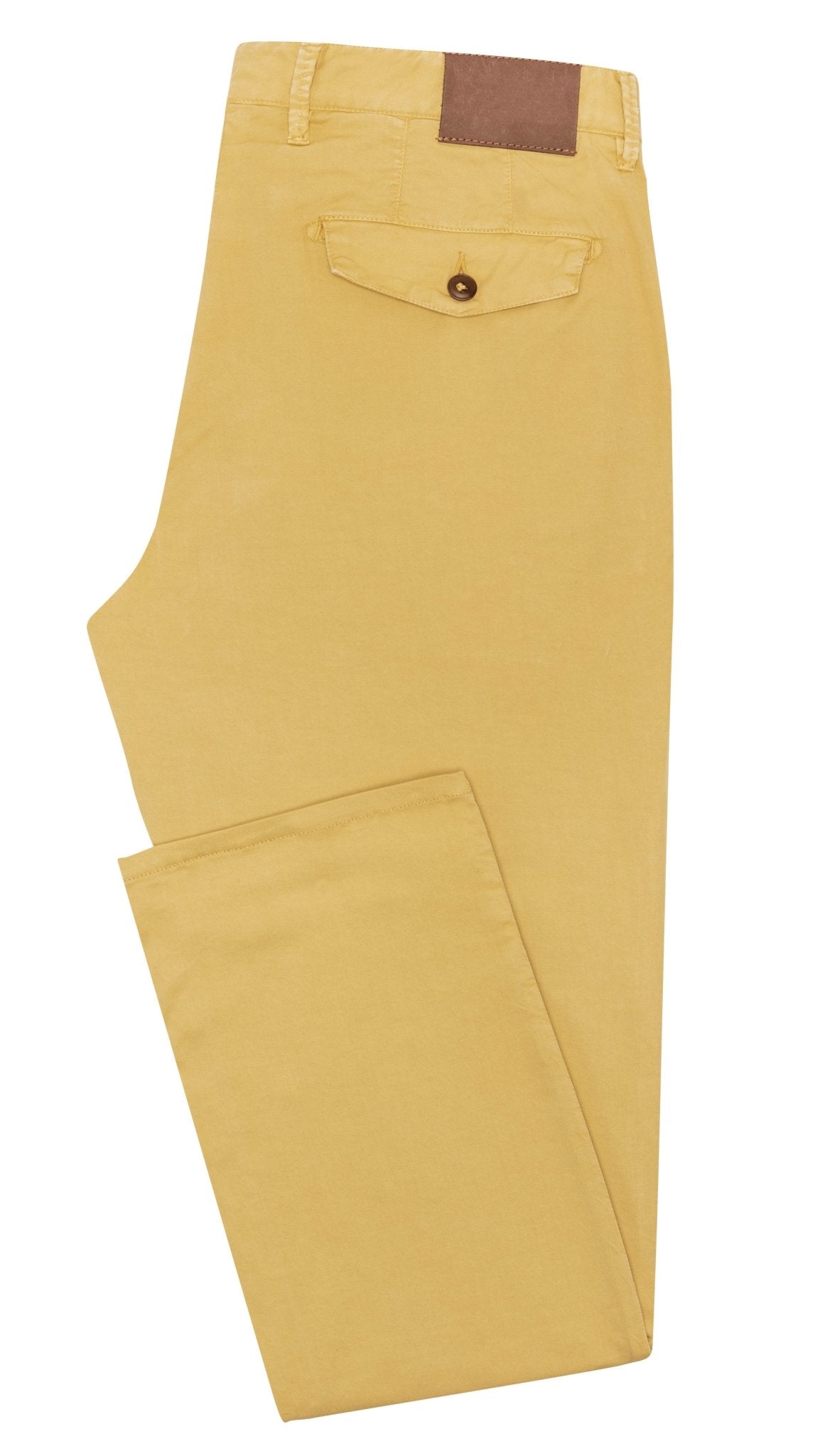 CHINOS - CUSTOM MADE - mustard yellow garment - dyed stretch fine twill - cordes - sons.com