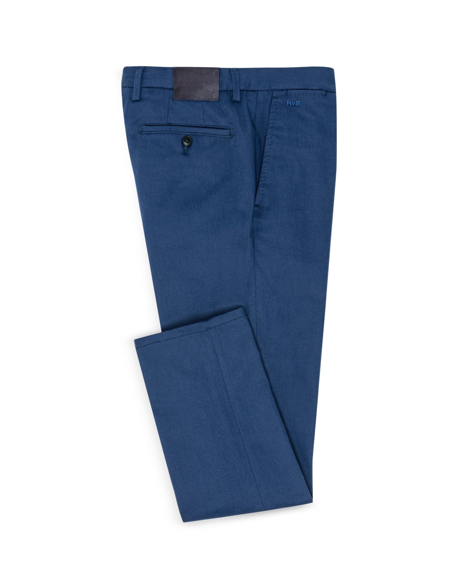 CHINOS - CUSTOM MADE - slate blue garment - dyed stretch broken twill - cordes - sons.com