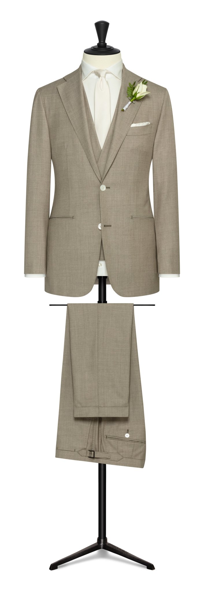 Wedding Suit - l.taupe mélange s130 wool twill - cordes - sons.com