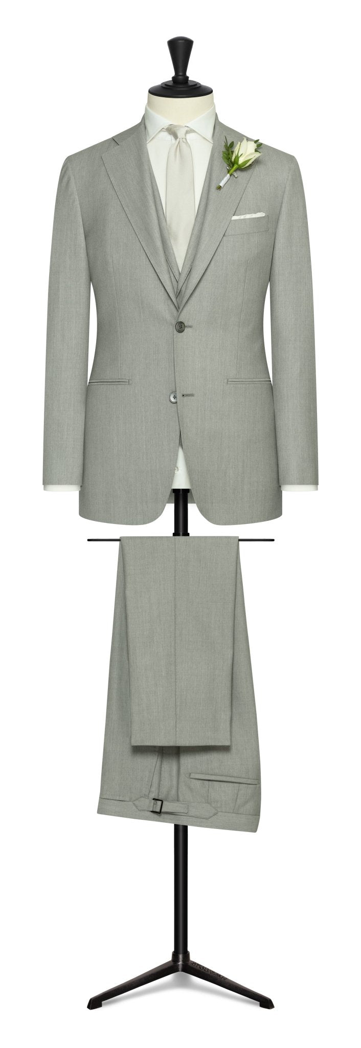 Wedding Suit - smoke grey mélange s130 wool twill - cordes - sons.com