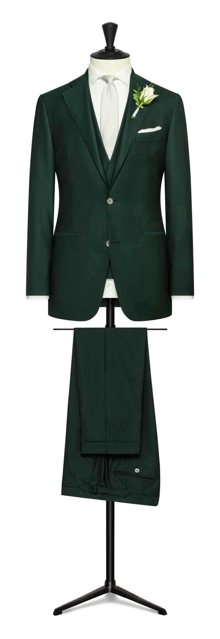 Wedding Suit - bottle green s130 wool twill - cordes - sons.com