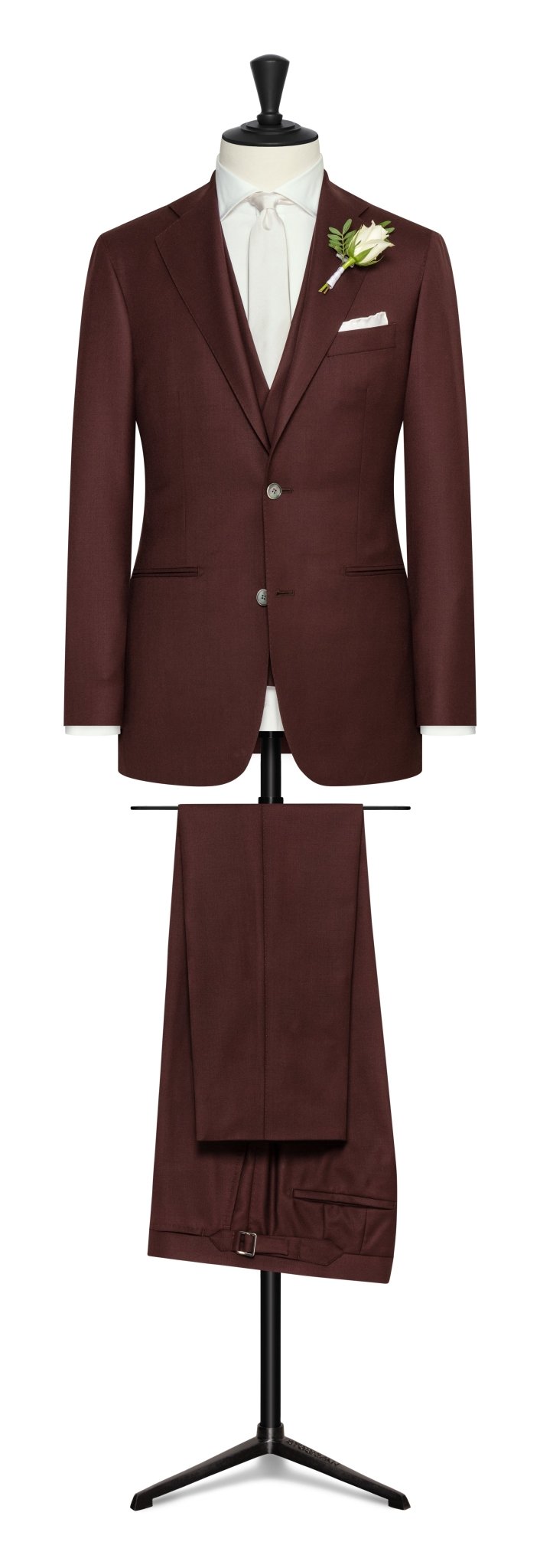 Wedding Suit - burgundy s130 wool twill - cordes - sons.com