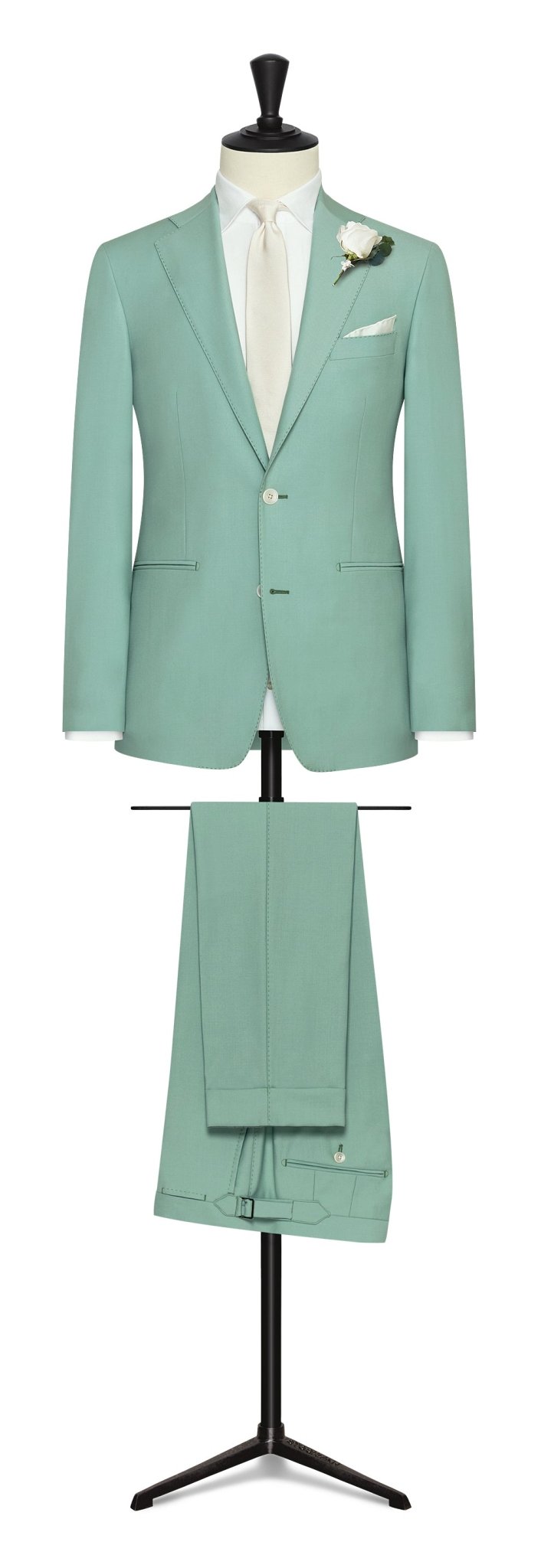 EVENT SUIT - 1 mint green s100 wool faille - cordes - sons.com