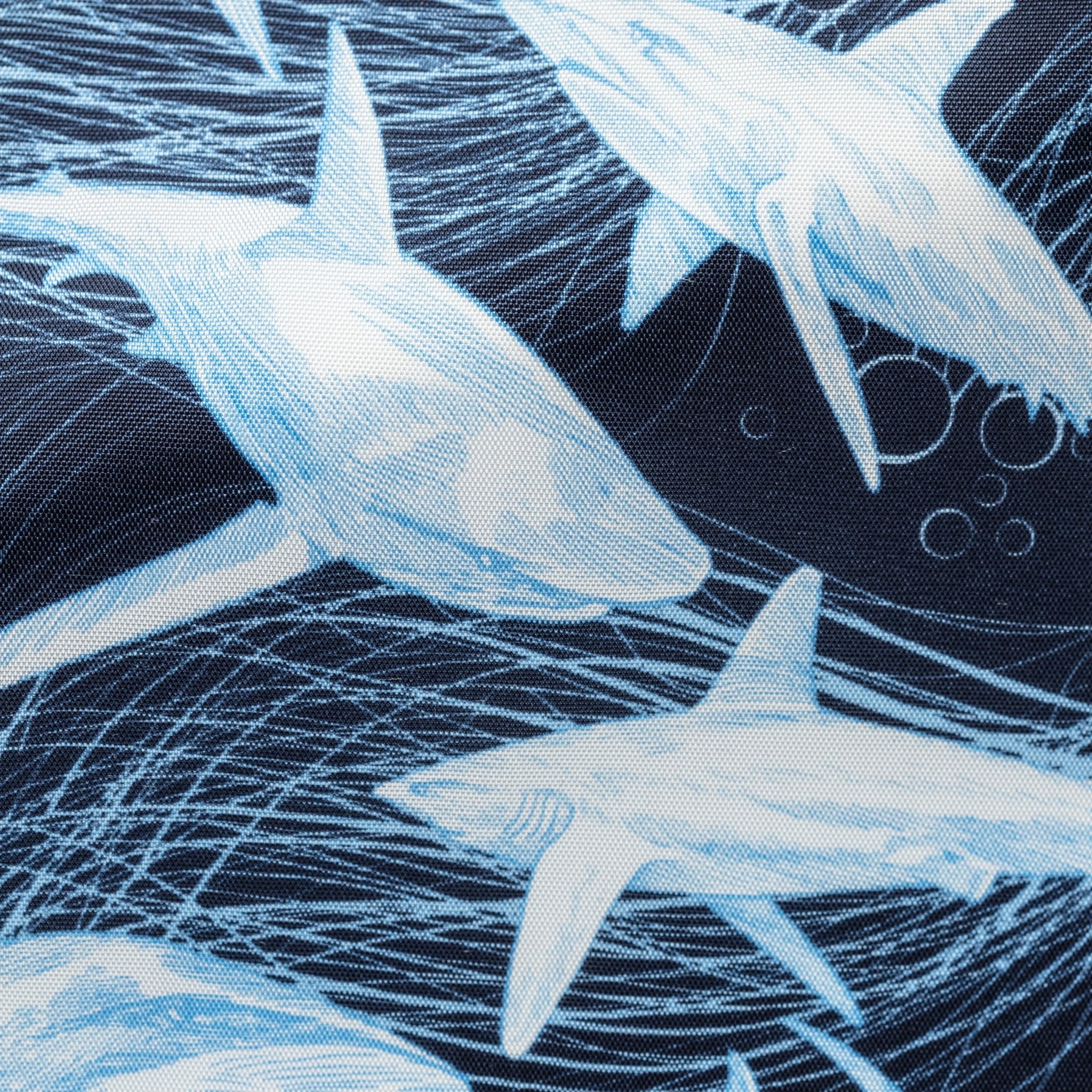 Awesome Lining - Deep Sea Shark Motive White on Blue - cordes - sons.com