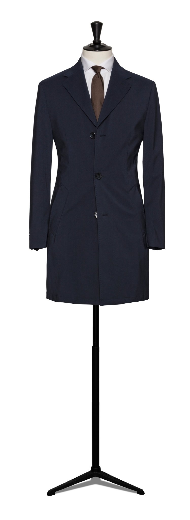 Custom Overcoat - LORO PIANA stormsystem navy contrast raf blue - cordes - sons.com
