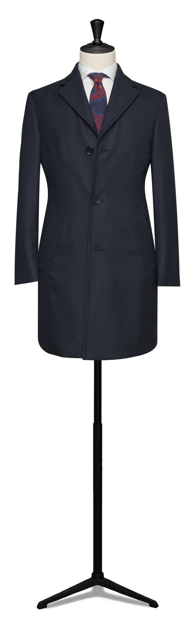 Custom Overcoat - Loro Piana stormsystem high tenacity fine twill d.blue - cordes - sons.com