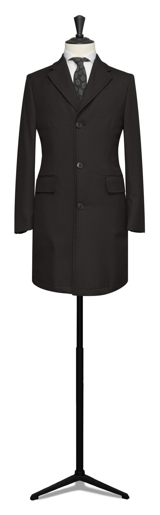 Custom Overcoat - Loro Piana stormsystem high tenacity fine twill black - cordes - sons.com