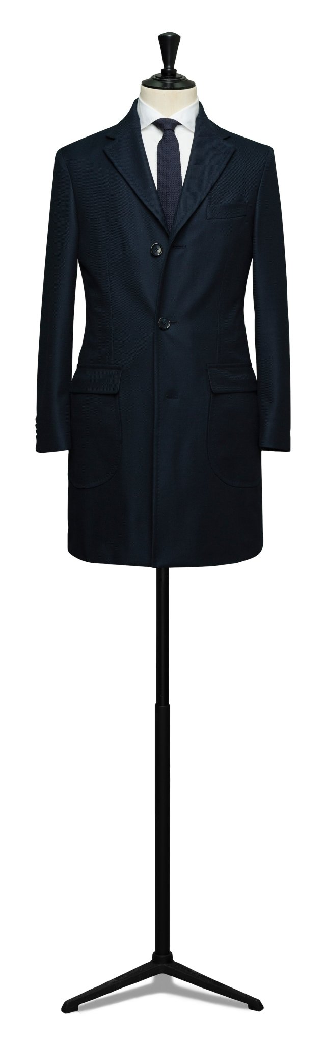 Custom Overcoat - Loro Piana stormsystem high tenacity structured twill d.blue - cordes - sons.com