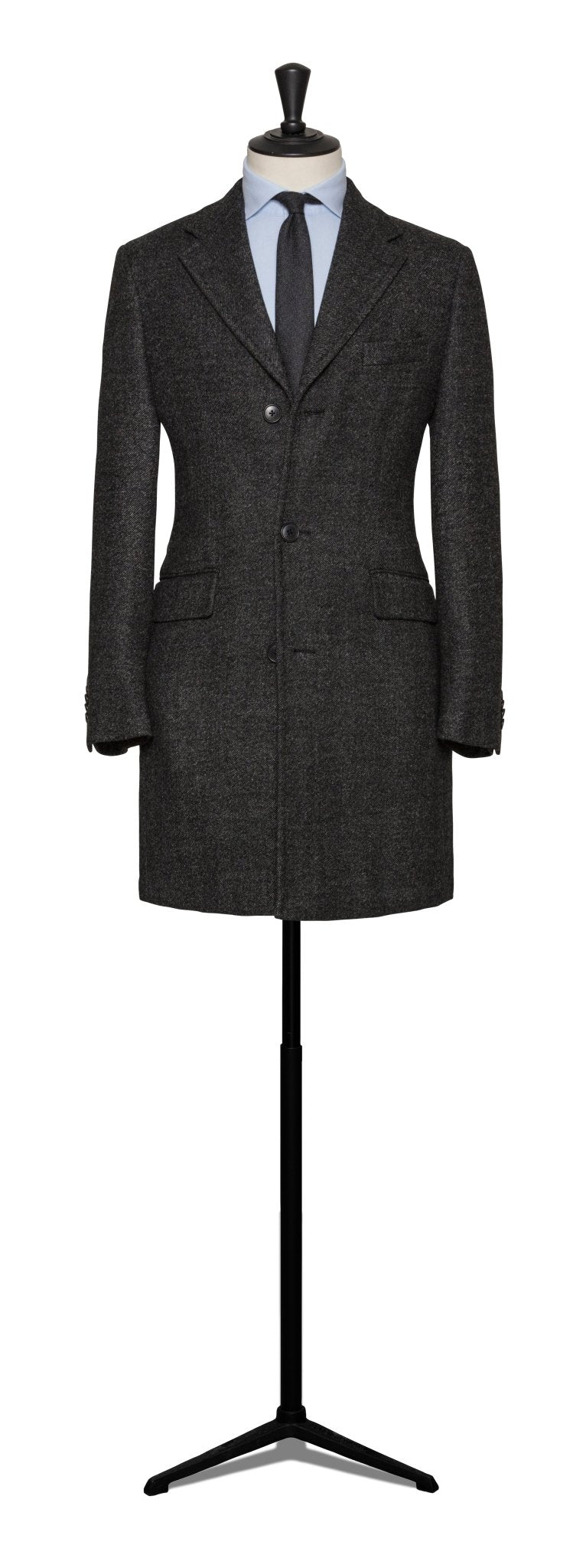 Custom Overcoat - charcoal double face twill - cordes - sons.com