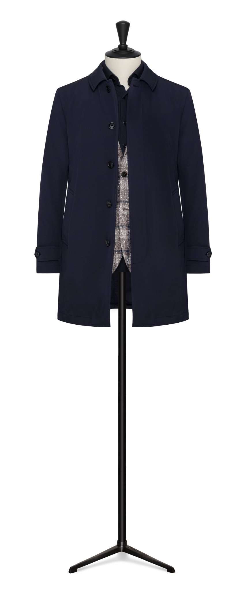 The Car Coat - midnight blue stretch wool blend - cordes - sons.com
