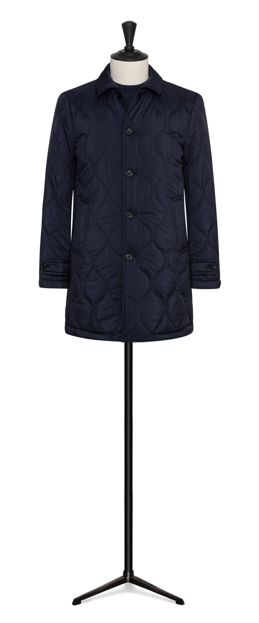 The Car Coat - midnight blue quilted technical fabric - cordes - sons.com