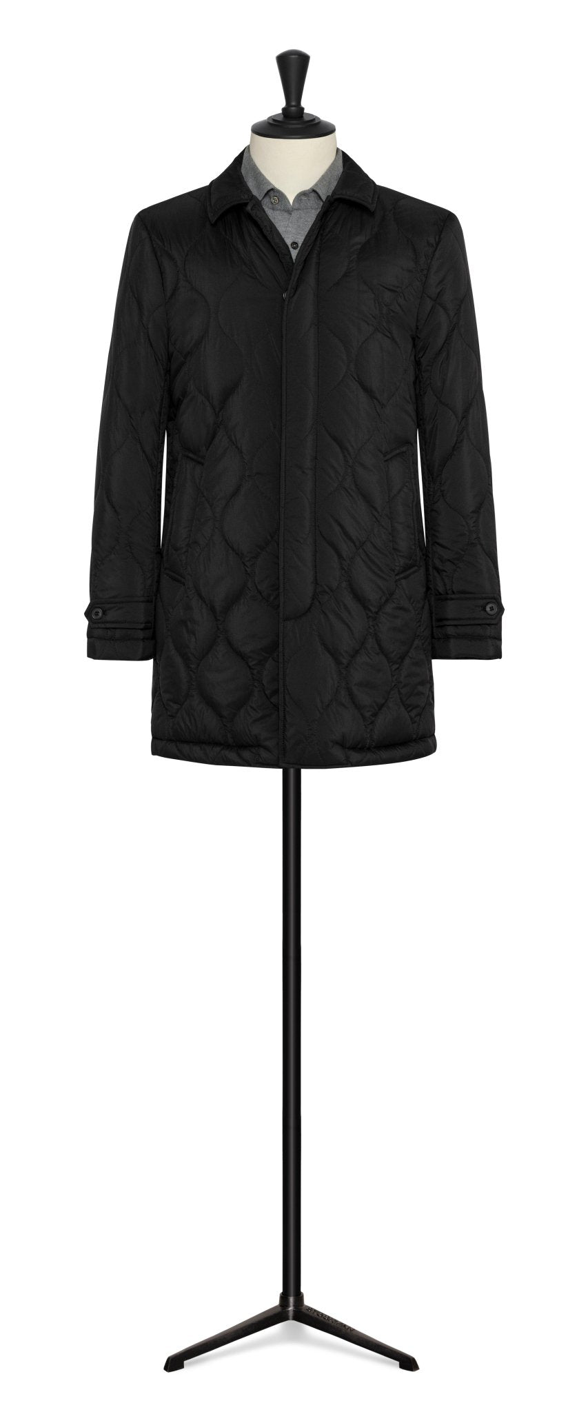 The Car Coat - black quilted technical fabric - cordes - sons.com