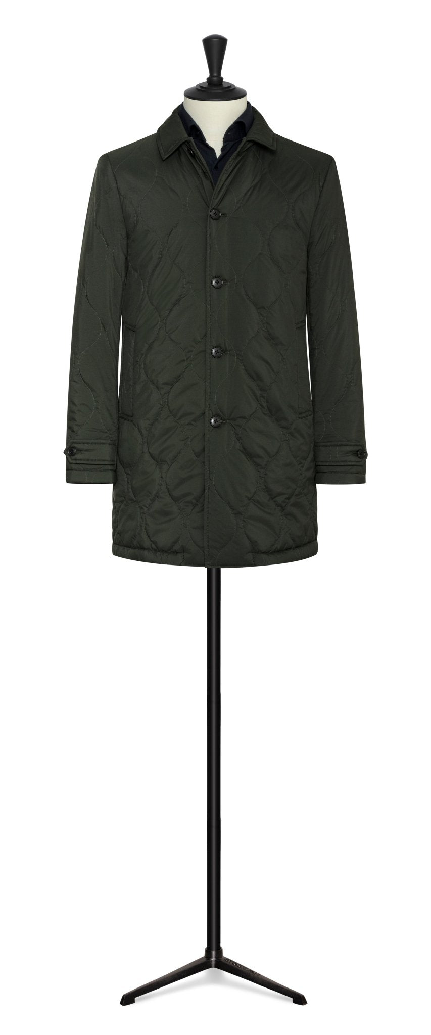 The Car Coat - hunter green quilted technical fabric - cordes - sons.com