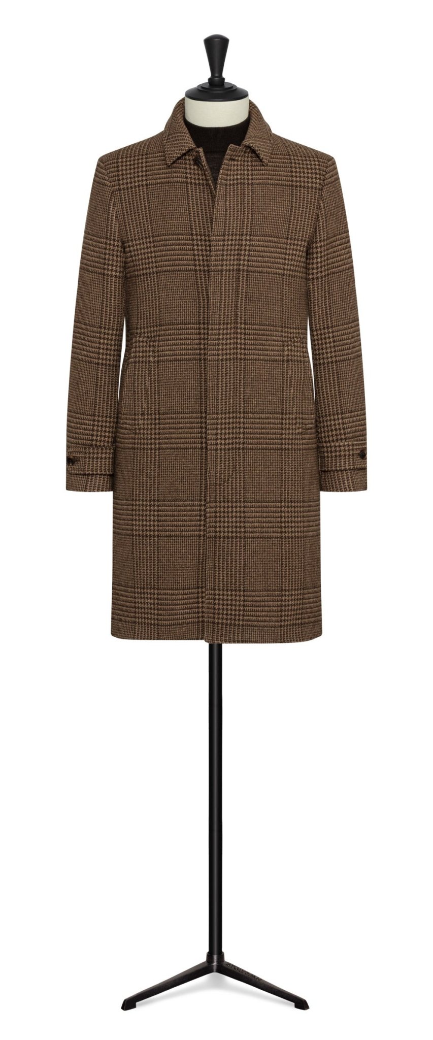 Brown / Midbrown GLENCHECK WOOL CUSTOM COAT - cordes - sons.com