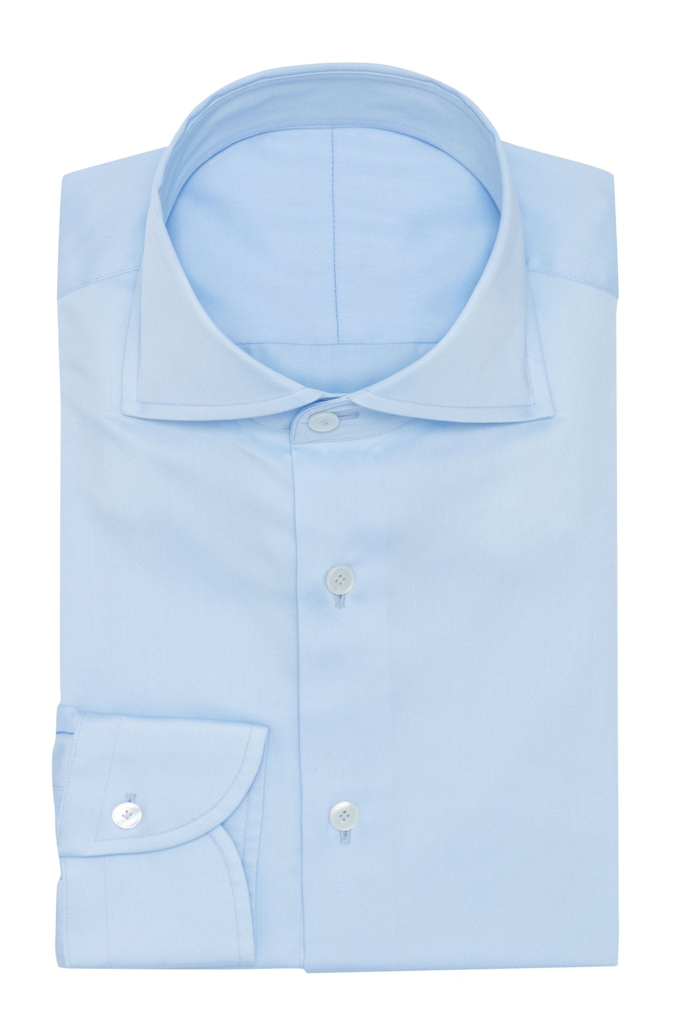 Custom Shirt - l.blue cotton sateen - cordes - sons.com