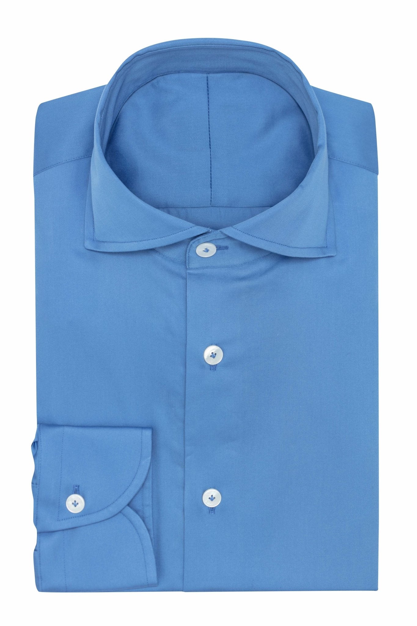 Custom Shirt - royal blue cotton sateen - cordes - sons.com