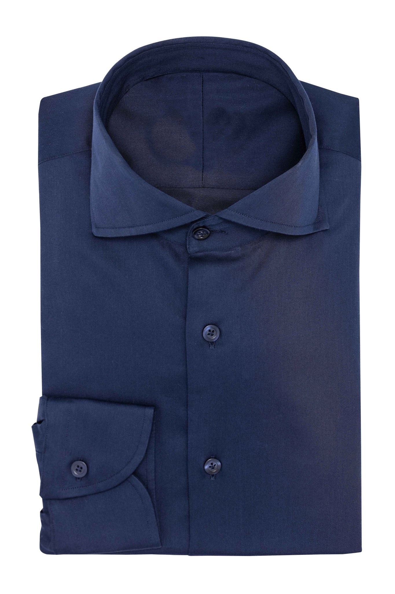 Custom Shirt - midnight blue cotton sateen - cordes - sons.com