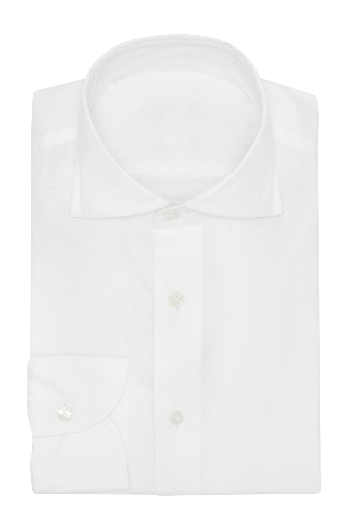 Custom Shirt - white cotton herringbone - cordes - sons.com