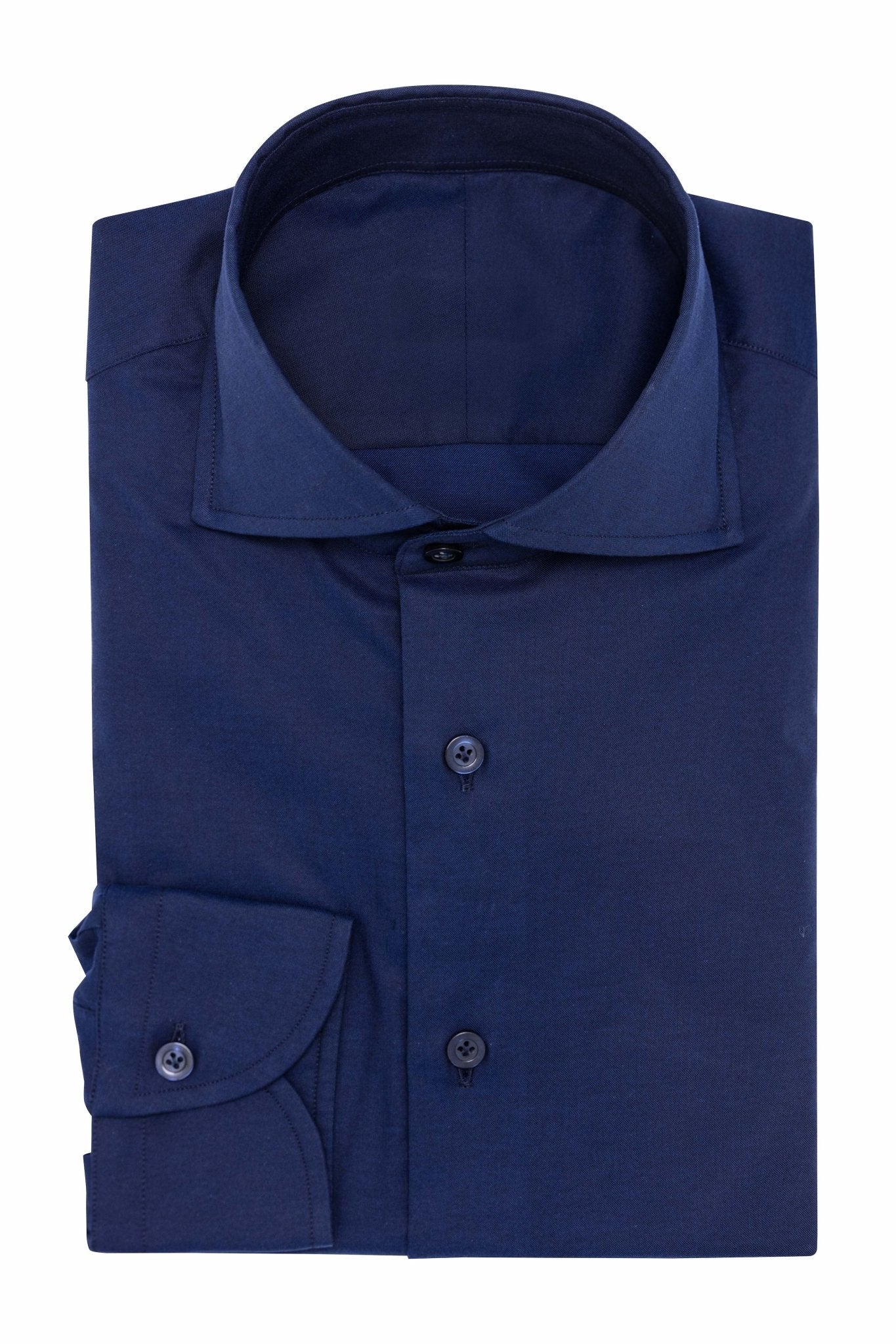 Custom Shirt - navy blue stretch cotton - cordes - sons.com