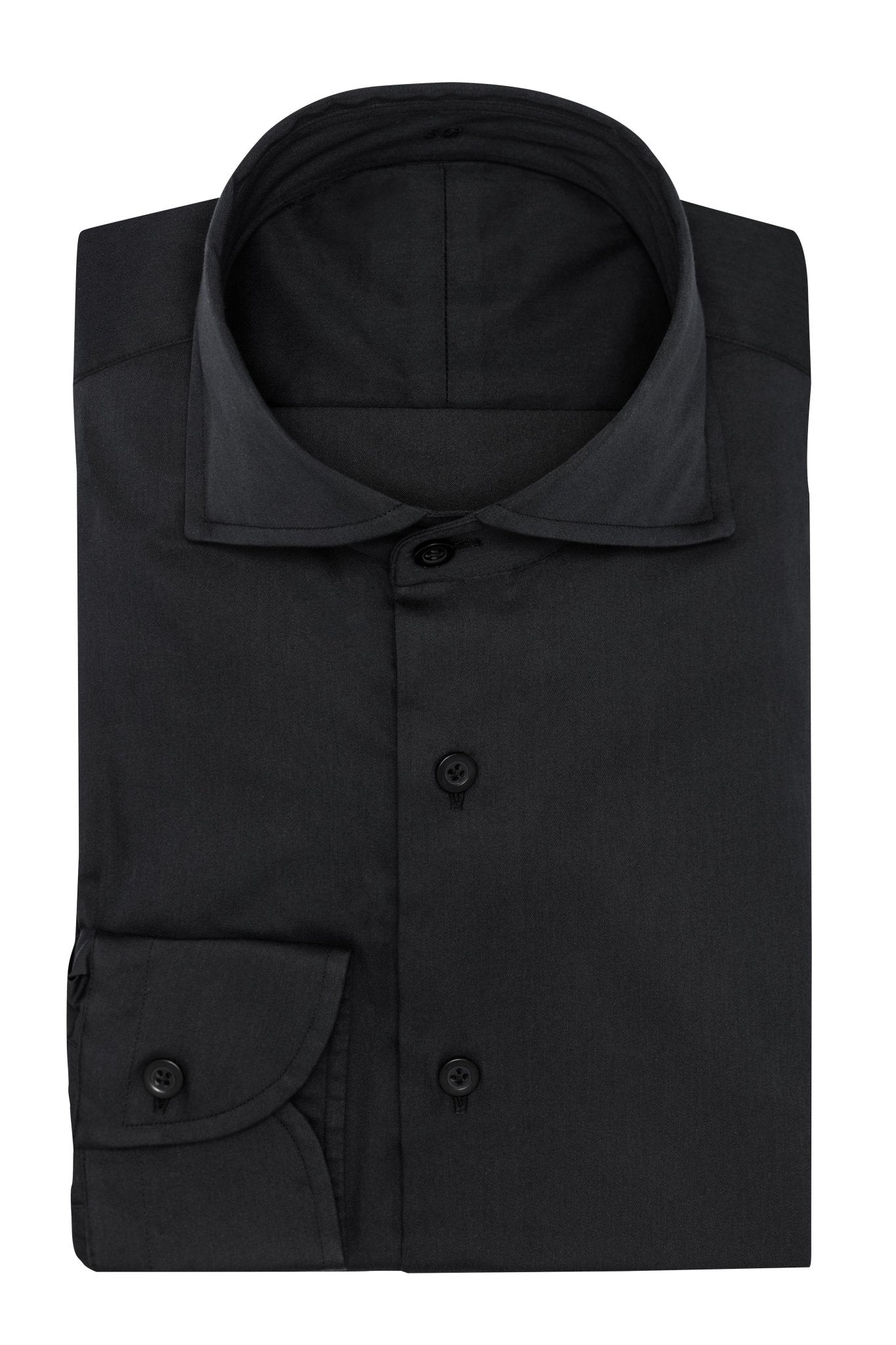 Custom Shirt - black stretch cotton blend - cordes - sons.com