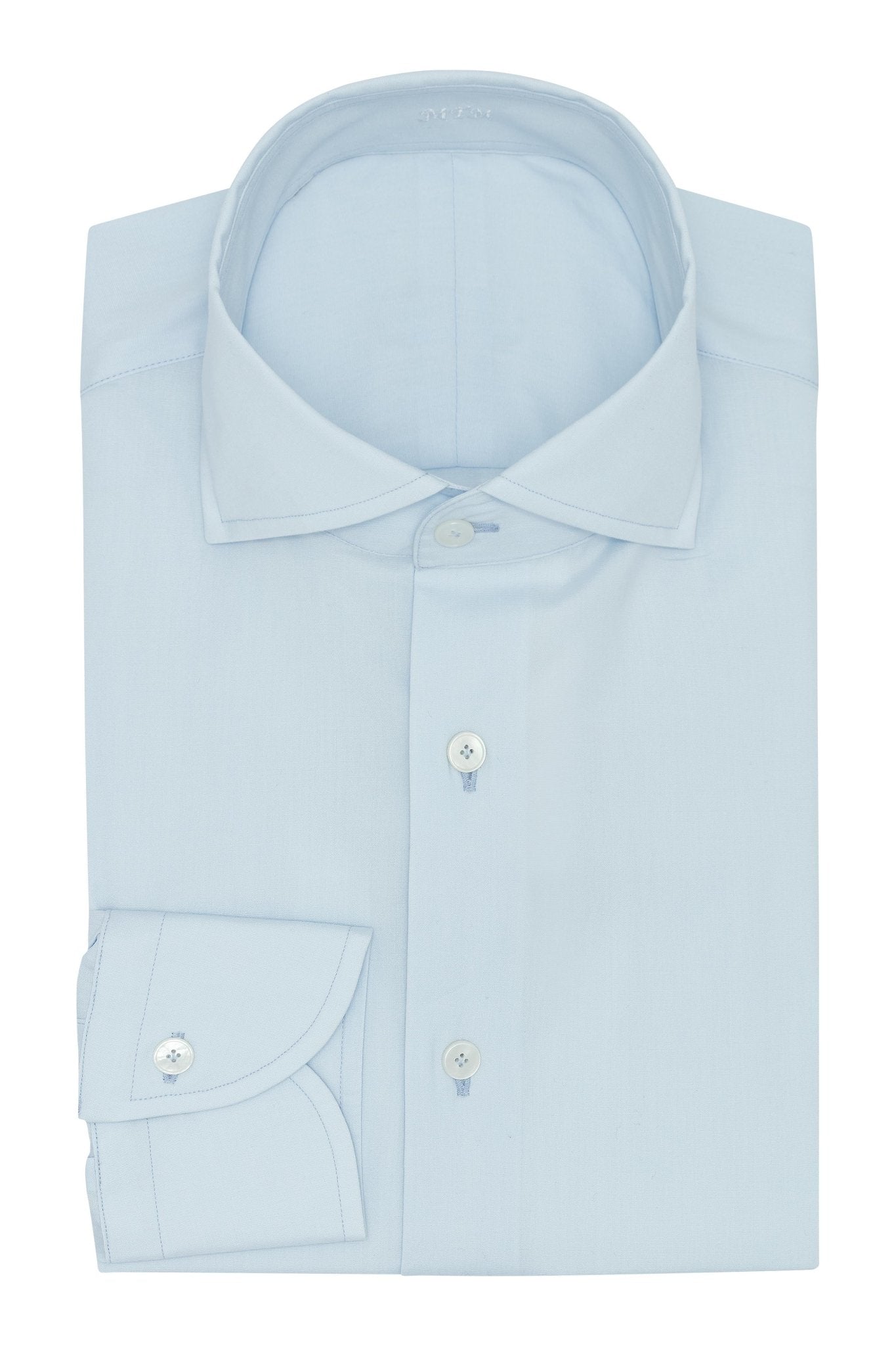 Custom Shirt - l.blue stretch cotton poplin - cordes - sons.com