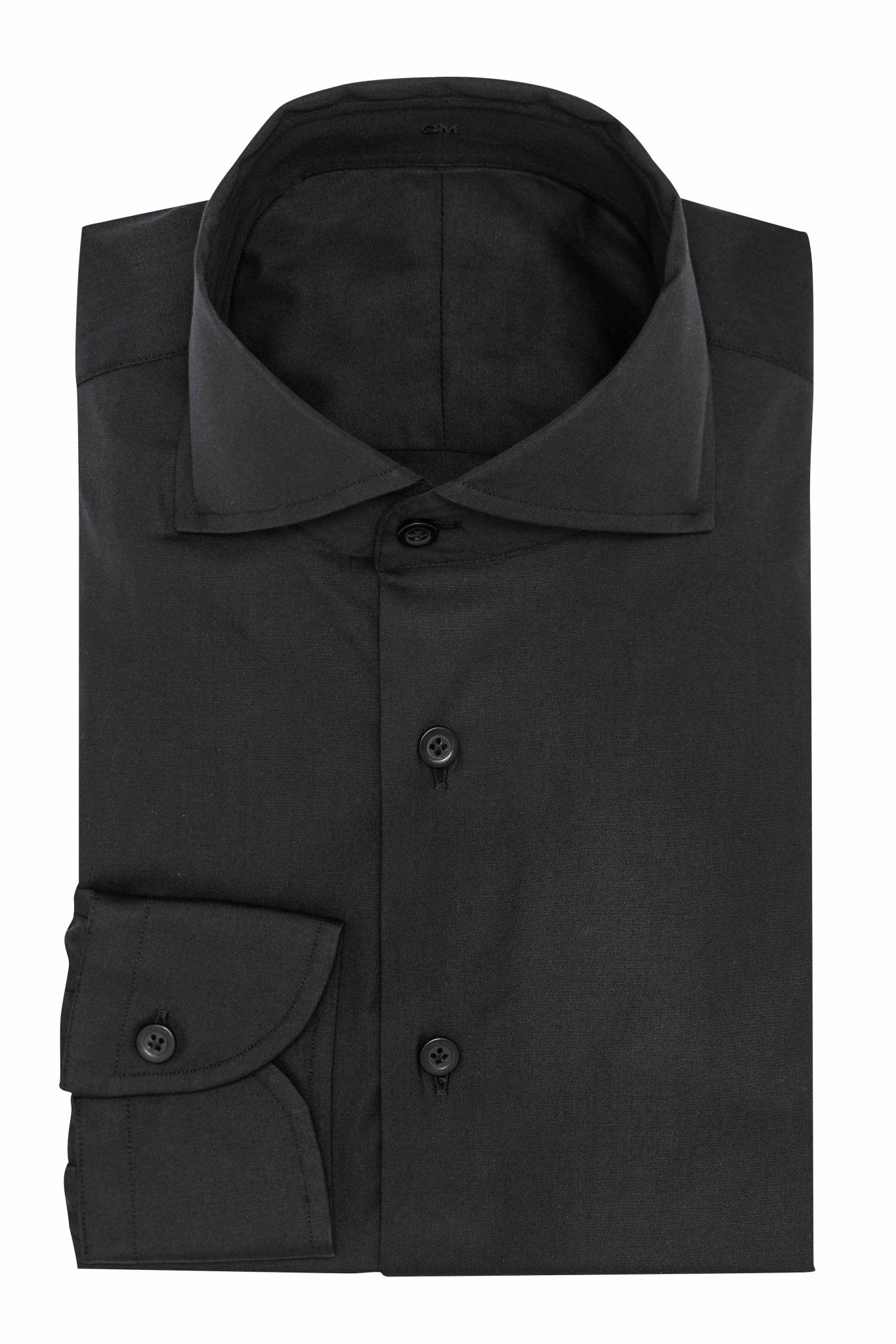Custom Shirt - black stretch cotton poplin - cordes - sons.com